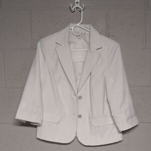 White 3/4 Length Sleeve Blazer, Dress Barn, Size 10, EUC